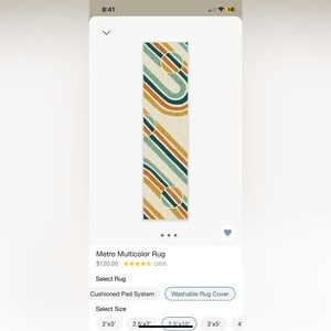 Ruggable rug cover (no pad) 2.5x7 runner. New washed once never used.